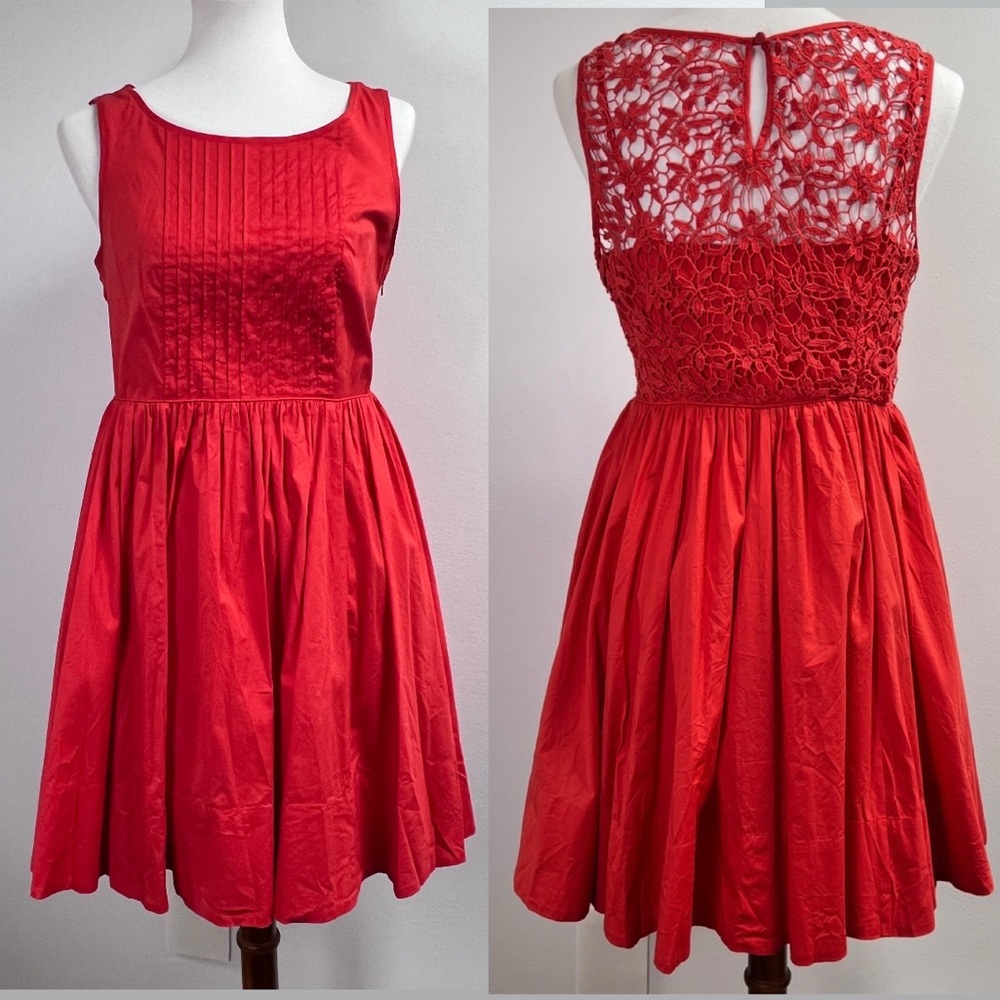 Anthropologie Moulinette Soeurs fit & flare Dress, size 6. Red holiday party